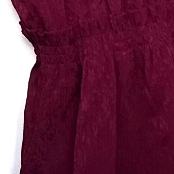 LEITH Silky Blouse in Burgundy MED Peplum Long Sleeve Top - Picture 6 of 10